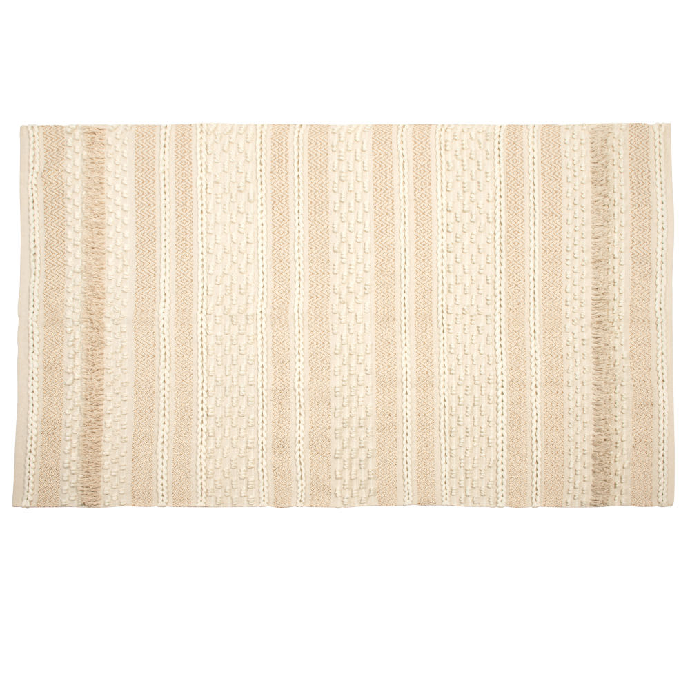 Webteppich aus recycelter Baumwolle und Lurex im Ethnostil 140X200