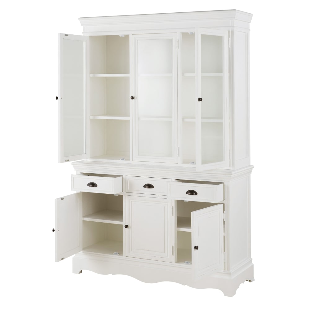 Weißer 3-türiger Vitrinenschrank, 123 cm - Maisons Du Monde