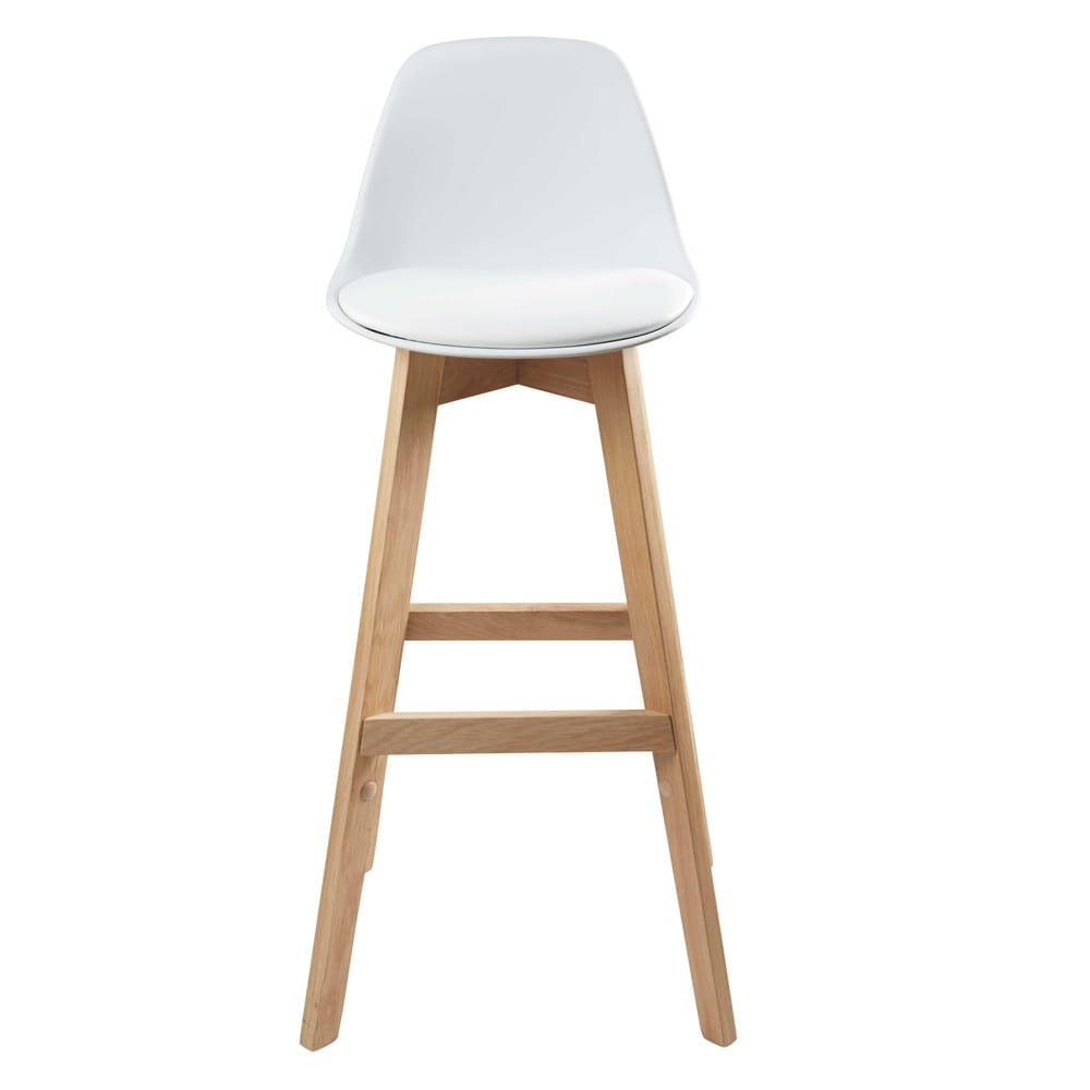 Weißer skandinavischer Barstuhl mit Eiche H77 - Maisons Du Monde