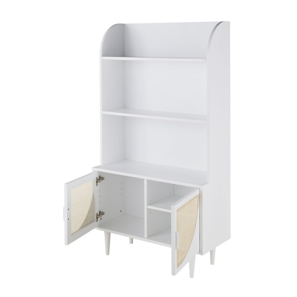 Weißes und beigefarbenes Bücherregal mit 2 Türen - Maisons Du
