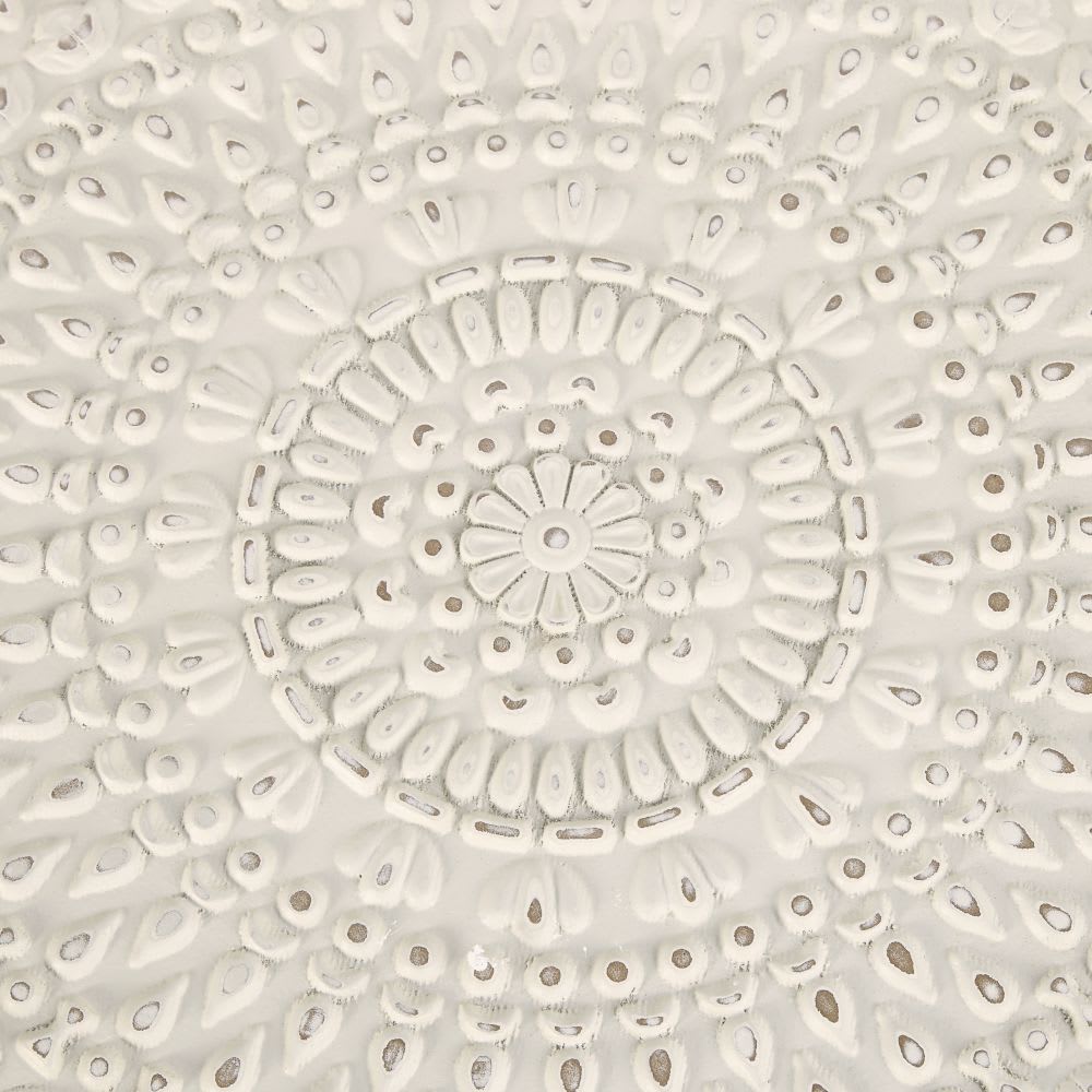 Witte bijzettafel met gegraveerde motieven en glas - Maisons Du Monde