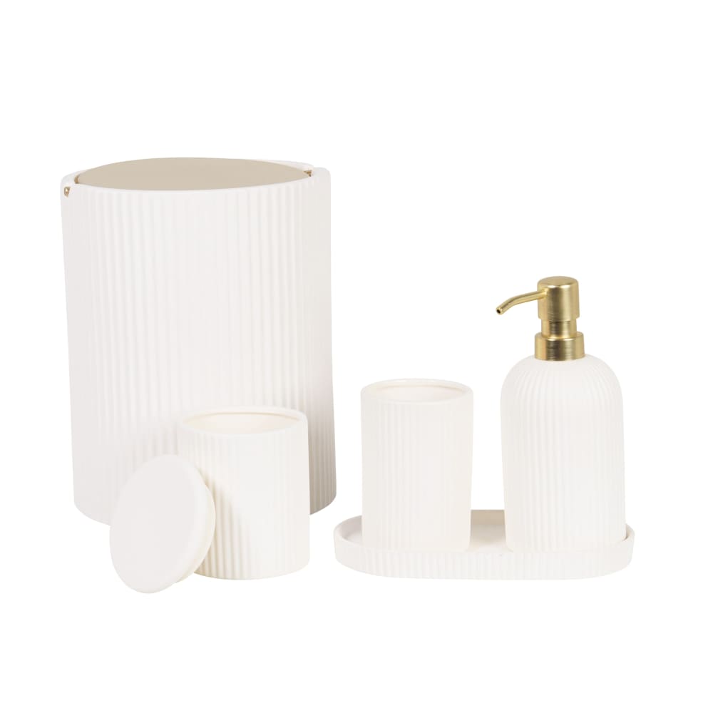 Witte steengoed zeepdispenser - Maisons Du Monde