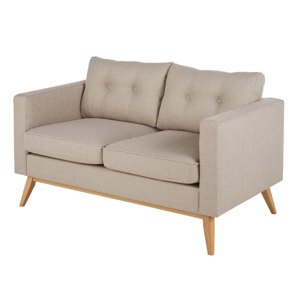 Zetel in Scandinavische stijl met 2 zitplaatsen, beige - Maisons Du Monde