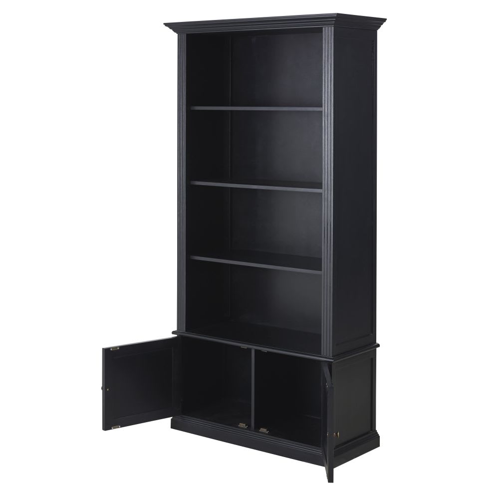 Zwarte boekenkast met 2 deuren, 90 cm breed - Maisons Du Monde