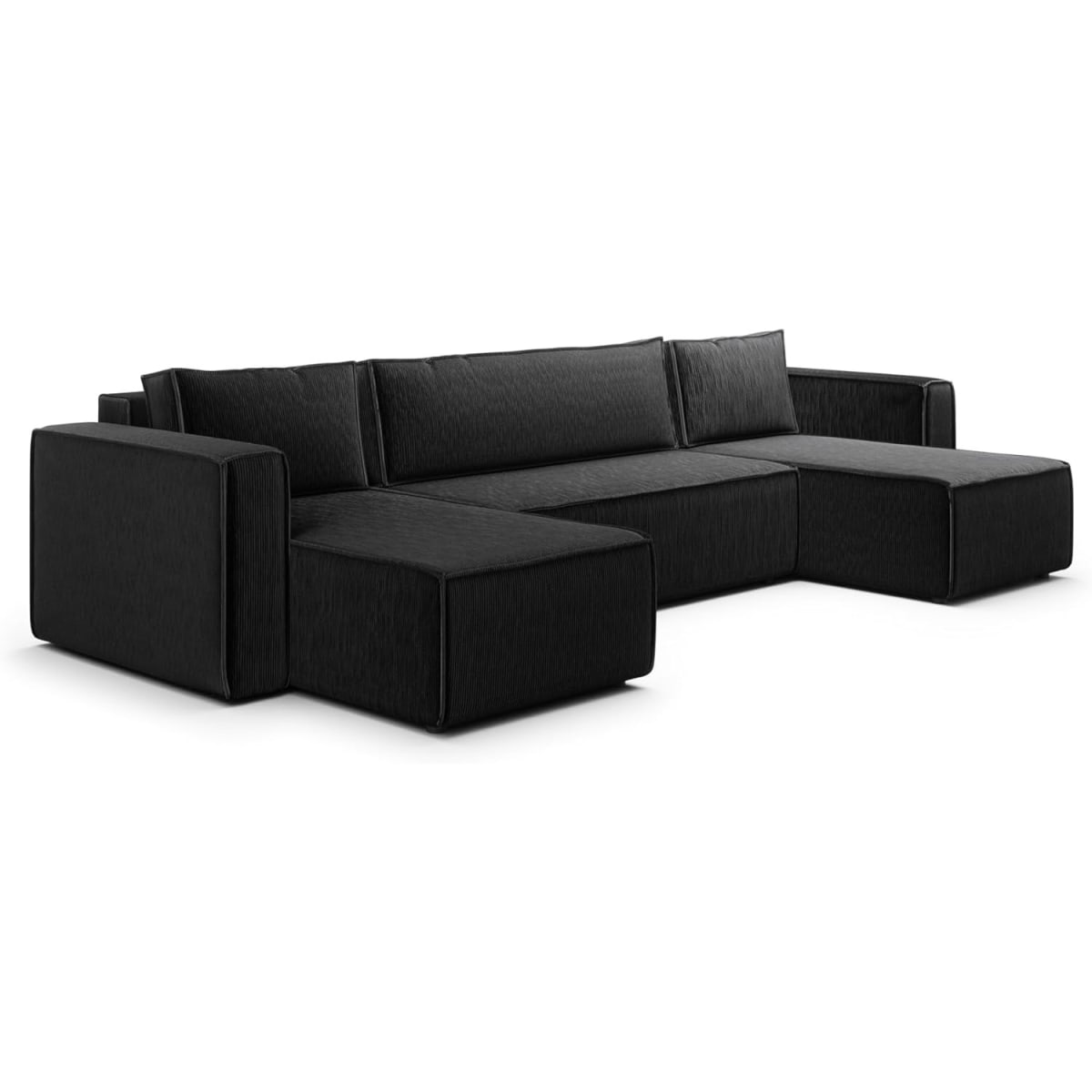 Canapé panoramique convertible Tendencio NERIA en velours côtelé noir, ASIN B0CWVPBPM3
