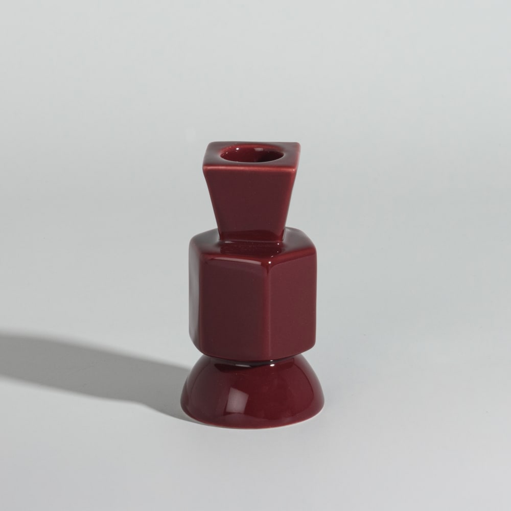 Bougeoir en céramique bordeaux