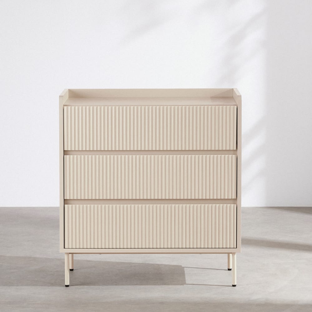 Weiße Kommode mit 3 Schubladen, 80 cm breit Frame