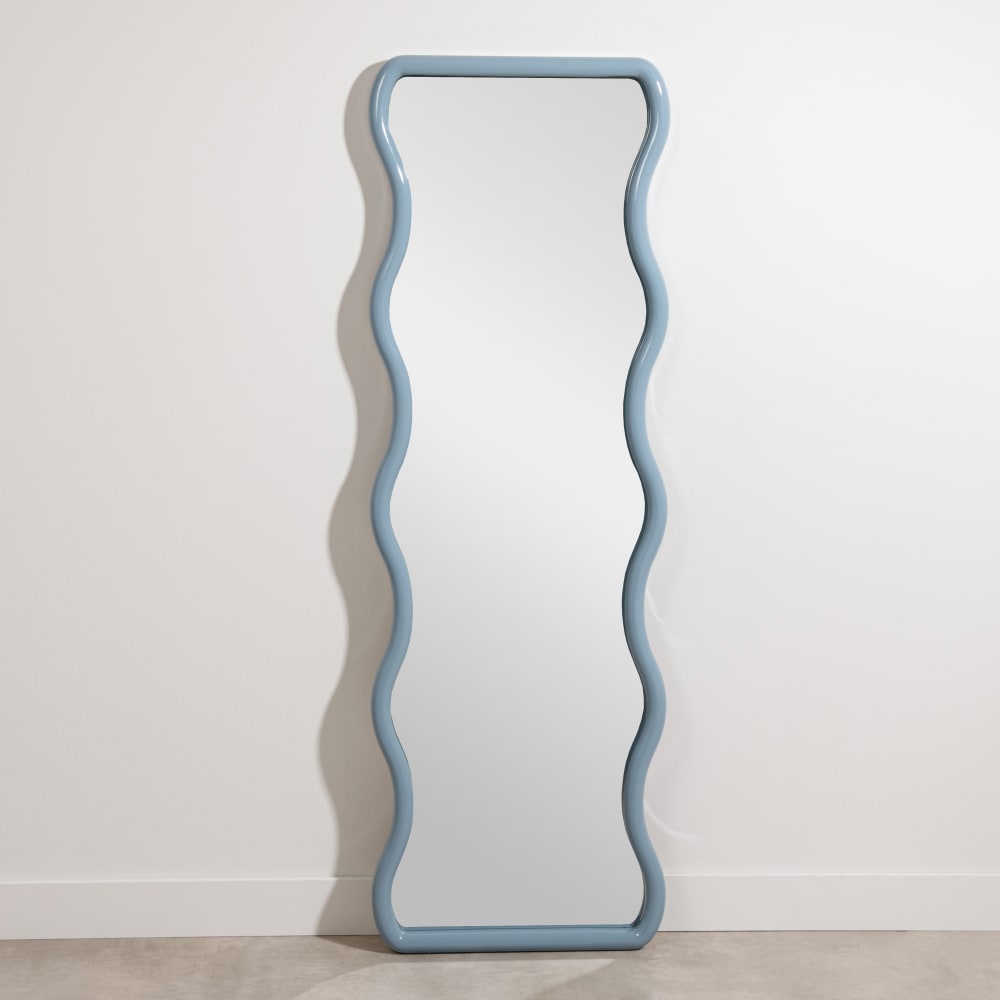 Rechteckiger, gewellter blauer Spiegel, 50 x 150 cm Camilo