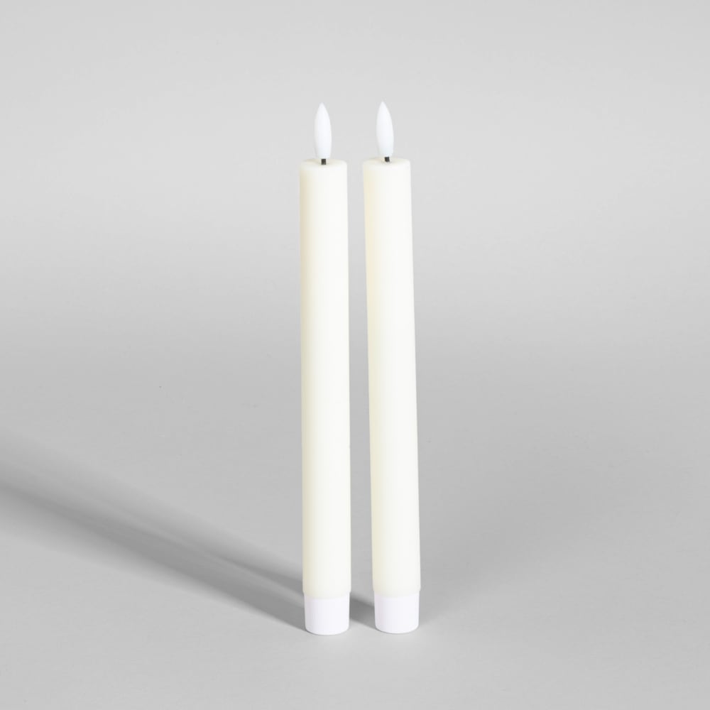 Lange LED-Kerzen aus weißem Wachs (x2)