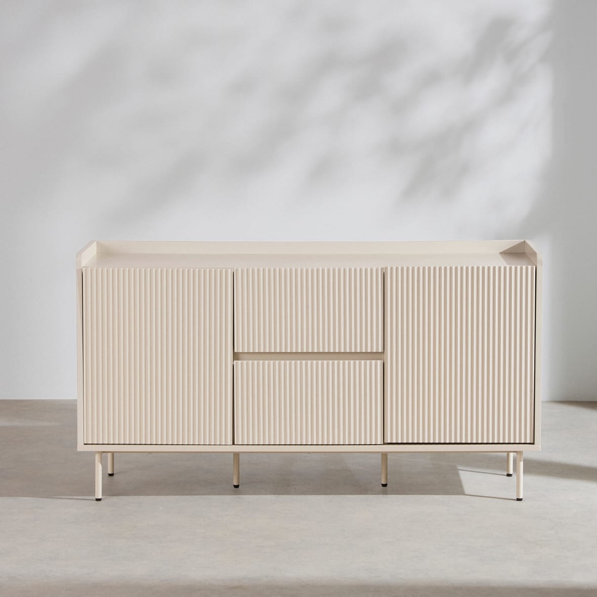Sideboard mit 2 Türen und 2 Schubladen in Ecru, 140 cm breit Frame