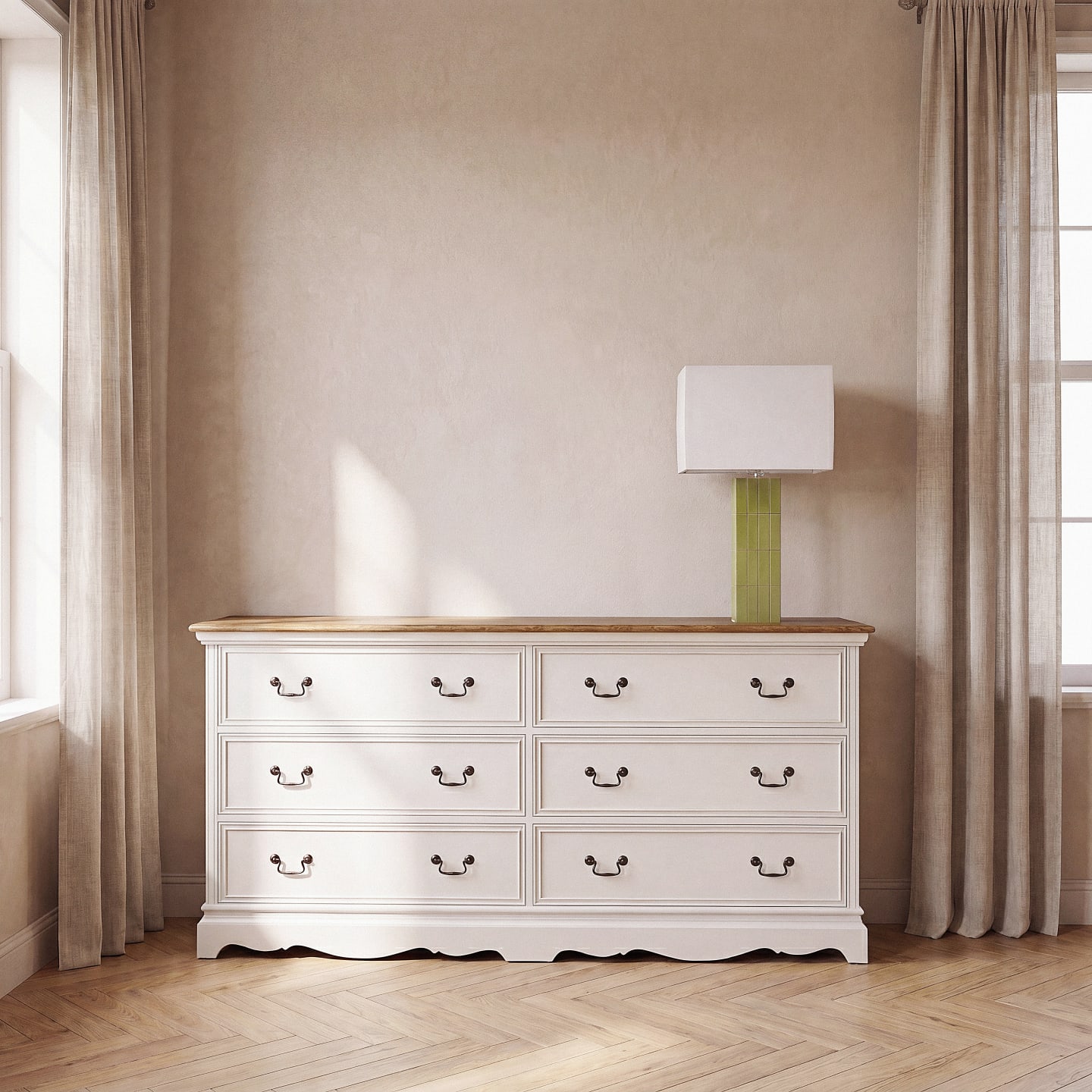 Doppelkommode in Creme-Beige, L 175 cm Leontine