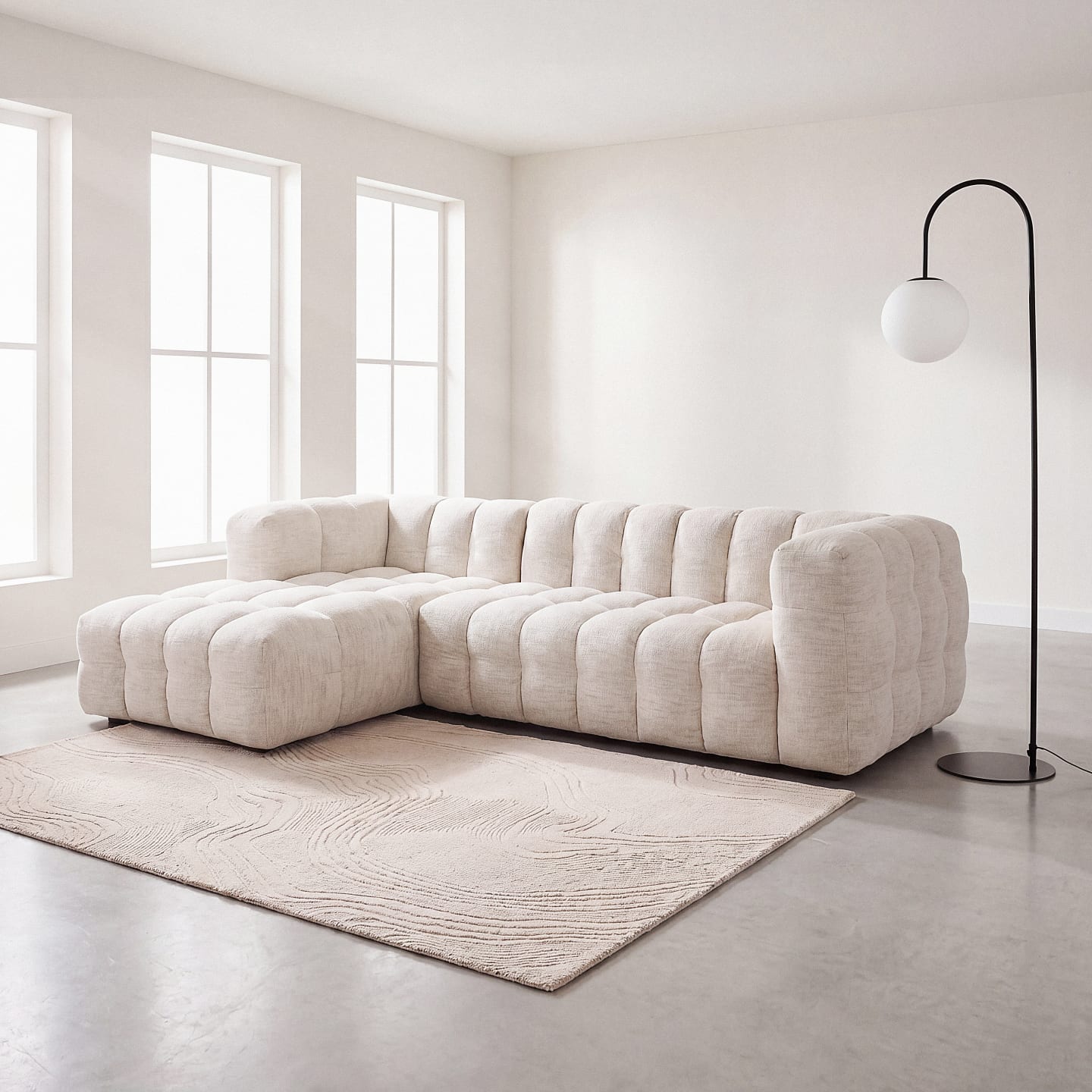 Ecksofa „Cloud“ links, 4-/5-Sitzer, sandfarben Lilo