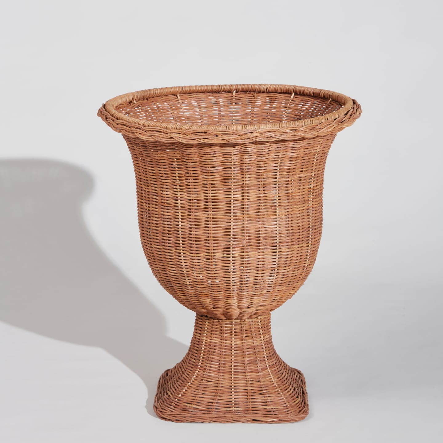 Gobelet petit pot motifs violet mauve en rotin osier roseau du Laos - Décoration