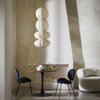 Mesa de comedor redonda de chapa de nogal y acero negro 100 cm-Circle ambiance-1