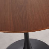 Mesa de comedor redonda de chapa de nogal y acero negro 100 cm-Circle cropped-2