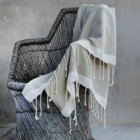 Manta plaid algodón topo / crudo 130x170-Courchevel