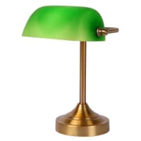 Lampe de bureau métal et verre vert bronze H30cm-BANKER