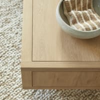 FUSION - Table basse en chêne massif 1 porte coulissante