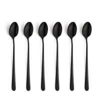Cucchiai Grandi In Acciaio Inox A Testa Quadrata - Per Servire E Pranzare, Design Moderno (Nero E Colori)