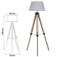 Lampadaire trépied en bois/métal Laps 42 x 42 x 145 cm noir