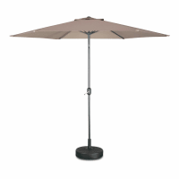 Parasol De Jardin Droit 3x3 M En Bois Taupe - Toile Polyester Déperlante, Mât 48 Mm, Baleines Bois, Système Corde Et Poulie