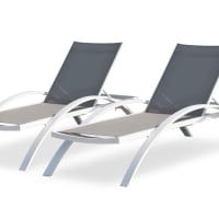 Sedia a sdraio e tavolo in textilene nero alluminio antracite Barbados