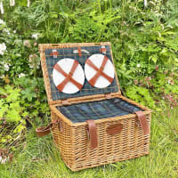 Cestino da Picnic con Decorazioni in Pizzo Cestino in Vimini Intrecciato di Grande capacità Cestino per Alimenti per Uova con Coperchio con Manico Accessori da Campeggio per Decorazioni Esterne