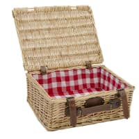 Panier Osier Campagne Vichy Rouge/Blanc - 40x31x20cm - Les Jardins De La Comtesse