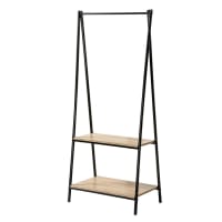 Appendiabiti in metallo con ripiani, stile tubo industriale, resistente, per appendere vestiti da camera da letto, 80 x 37 x 158 cm (oro