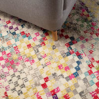 Tapis plat motif vintage effet usé multicolore rose 110x170 Focus ...