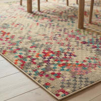 Tapis plat motif vintage effet usé multicolore rose 110x170 Focus ...