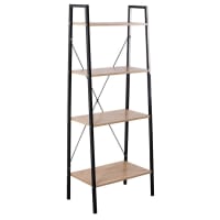 Étagère Rangement 4 Niveaux Furinno Go Green Avec Bacs - Cerisier Foncé/Noir - Meuble Polyvalent