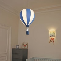 Lampada A Sospensione Per Bambini – Orso Panda Blu Con Doppio Paralume, Regolabile, Lampadina Esclusa
