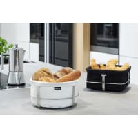 H&H-Anderson Cestino Per Pane In Tessuto A Quadri Bianco E Blu 16 Cm - Cotone Riciclato - 2