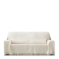 Plaid Multiuso 3 posti beige 230 cm (Misure contando le frange)-Eysa
