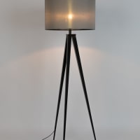 J-Line lampe sur pied Evy - métal/bois - noir/naturel