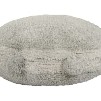 Cuscino Rotondo Etnico Vintage 55 Cm | Fodera In Cotone Con Ricami Patchwork Khambadiya | Beige