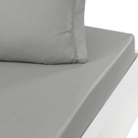 Drap housse uni en satin de coton Gris Acier 160x200 cm-Versaluxe