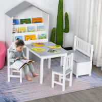 Roba Ensemble Table Et 2 Chaises Enfants Bois - Filet Rangement Blanc/Naturel