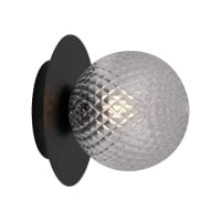 Lampada da parete con base in metallo e sfera in vetro testurizzato-MUSA
