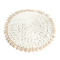 Posavasos blanco de hierbas marinas y conchas-2025_summer