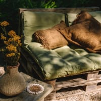 Kapok-Dreams Cojín De Meditación Y Yoga Prop, 100% Kapok, Naranja & Marrón