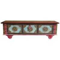 Coffre En Bois KD 1288 Vintage Avec Revêtement Cuir Et Charnières Métal - 36x25x12cm