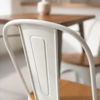 Sillas Madera Silla Tolix Asiento De Madera Clara - Industrial Sillas Forja