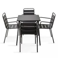 Palavas Tavolo Bistro Quadrato Pieghevole In Acciaio Grigio Per Esterno | 70x70 Cm, Con Pattini Regolabili