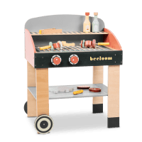 Barbacoa infantil de madera natural negra y roja