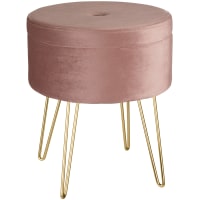 Tabouret Rangement SONGMICS Velours Gris - Siège Rembourré, Pieds Métal, 39x44,4 Cm, Charge 136 Kg