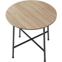 Table à Manger Ronde 80x76 Cm Style Industriel - TecTake Ennis Bois Et Acier