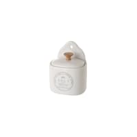 Petit pot hermétique à sel en Faïence avec cuillère en bois
