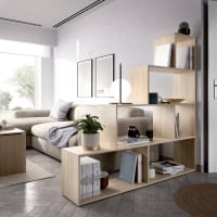 Libreria Moderna Rebecca 6 Cubi - Rovere Chiaro, 97,5x97,5x29 Cm, In MDF, Per Casa E Ufficio